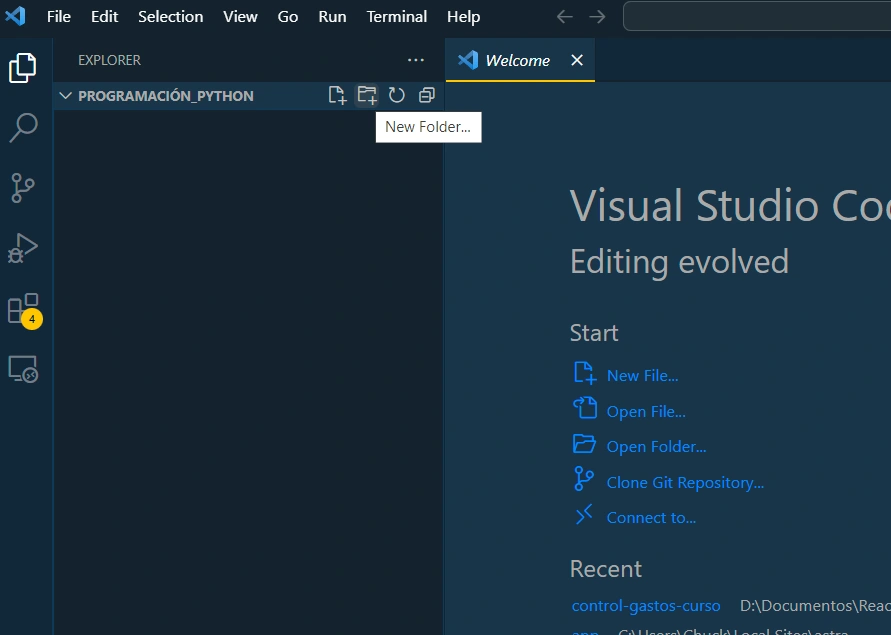 New Folder Visua Studio Code