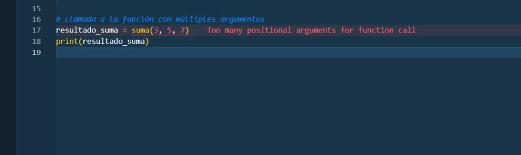 Python funciones too many positional arguments