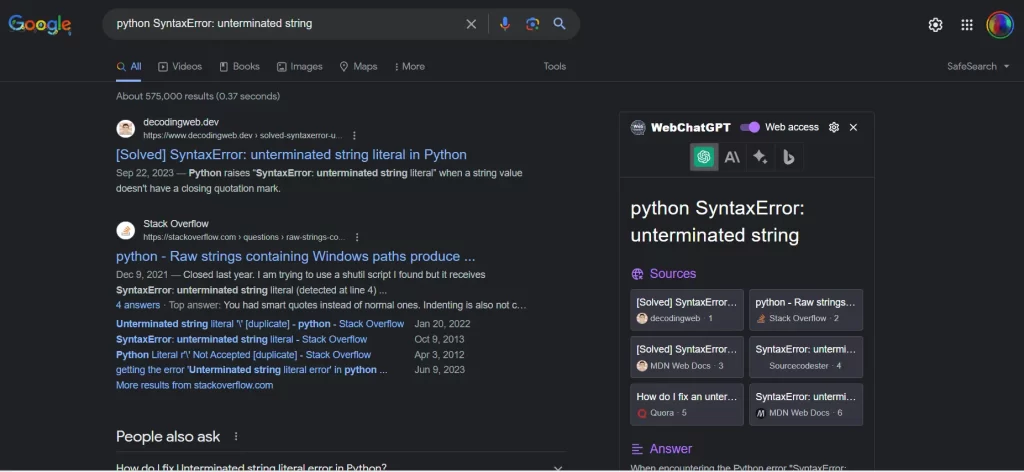 SyntaxError python google