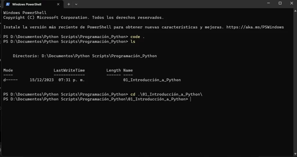 cd en PowerShell