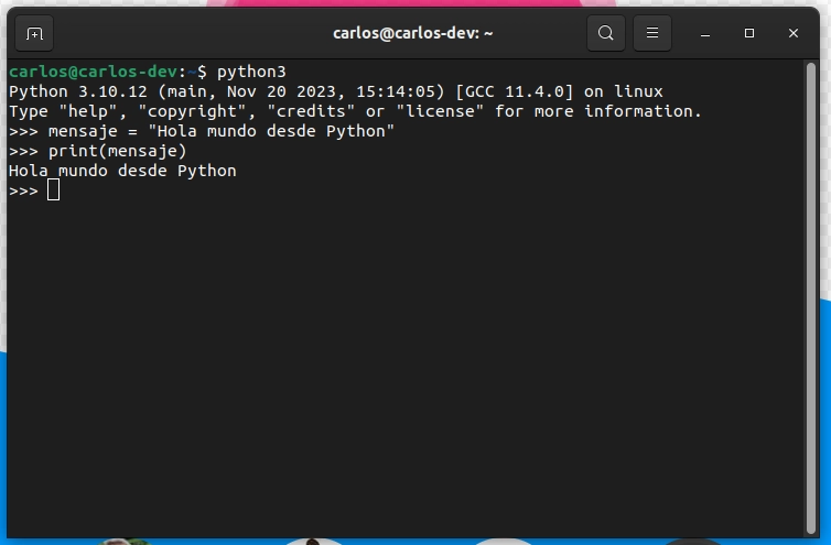 Hola mundo en Python desde la Terminal de Linux
