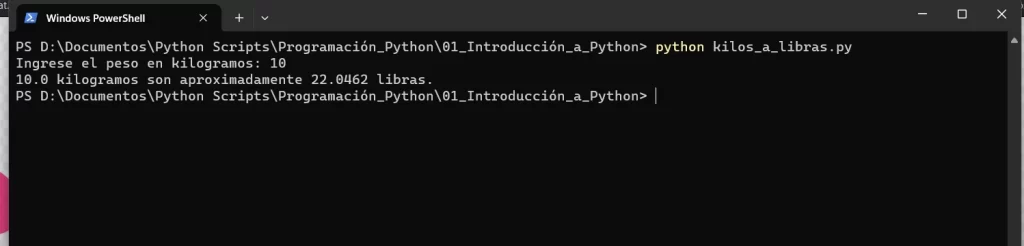 kilos a libras python