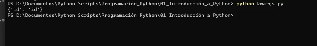 kwargs en Python diccionario