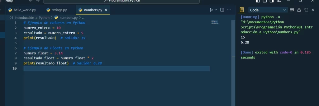 numeros flotantes Python