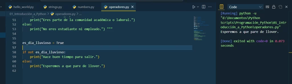 operador not python