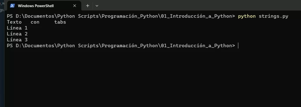 tabs y newlines en python