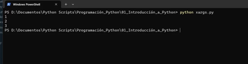 xargs en Python ejecución del programa